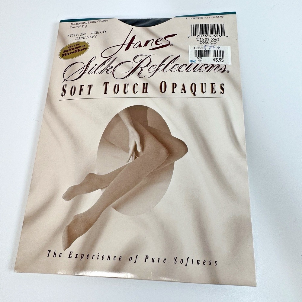 Hanes Silk Reflections Soft Touch Opaques Pantyhose Size CD Style 262 Dark Navy